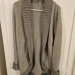 Athleta Gray Textured Open Cardigan
